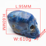 Blue Kyanite&Garden quartz skull head carvings