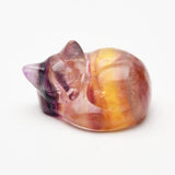 Crystal Cat Carvings【Fluorite&honey calcite】