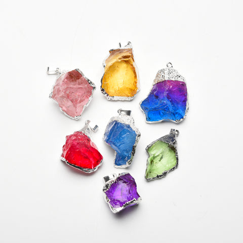 Color plating clear quartz pendant