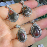 【S925 Sterling silver pendant 29 kind materials】Kunzite/amethsyt/lapis/moonstone/larimar/aurora 23/garnet/azurite