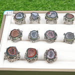 Nature Agate geode S925 silver rings