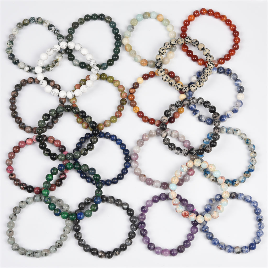 Kambaba,Spider Web,Caribbean,Lapis,Moss Agate,Unakite,Dalmatian,howlite,Que Sera（12 kinds,$2 each）