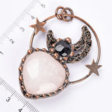 【Hot Sale】 moon with Crystal heart/oval handmade pendent