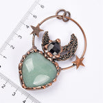 【Hot Sale】 moon with Crystal heart/oval handmade pendent