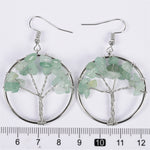 【crystal lifetree Earings ∅3.5cm】nature crystal quartz handmade lifetree Earings
