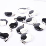 Natural Howlite & Black Onyx Yin Yang Stone Pendants  for Necklace Making