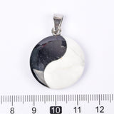 Natural Howlite & Black Onyx Yin Yang Stone Pendants  for Necklace Making