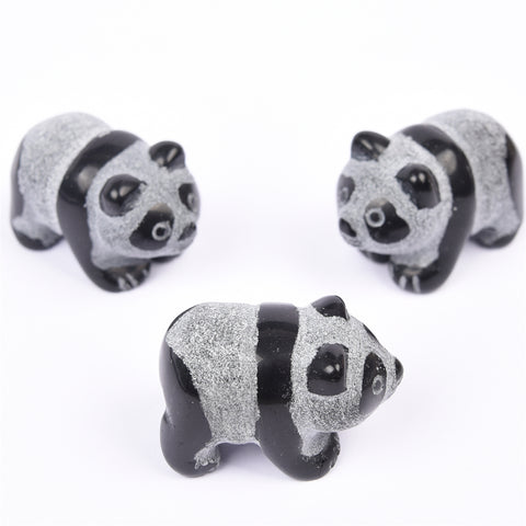 【 obsidian panda】 Healing Crystals Black Obsidian Panda Crystal Carving For sale