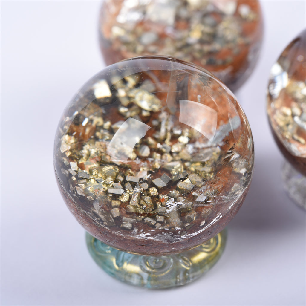 Pyrite Garden quartz sphere