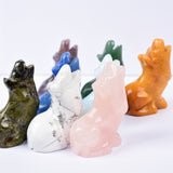 【wolf carving】Natural Hand Carved Crystal Wolf Figurine