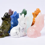 【wolf carving】Natural Hand Carved Crystal Wolf Figurine