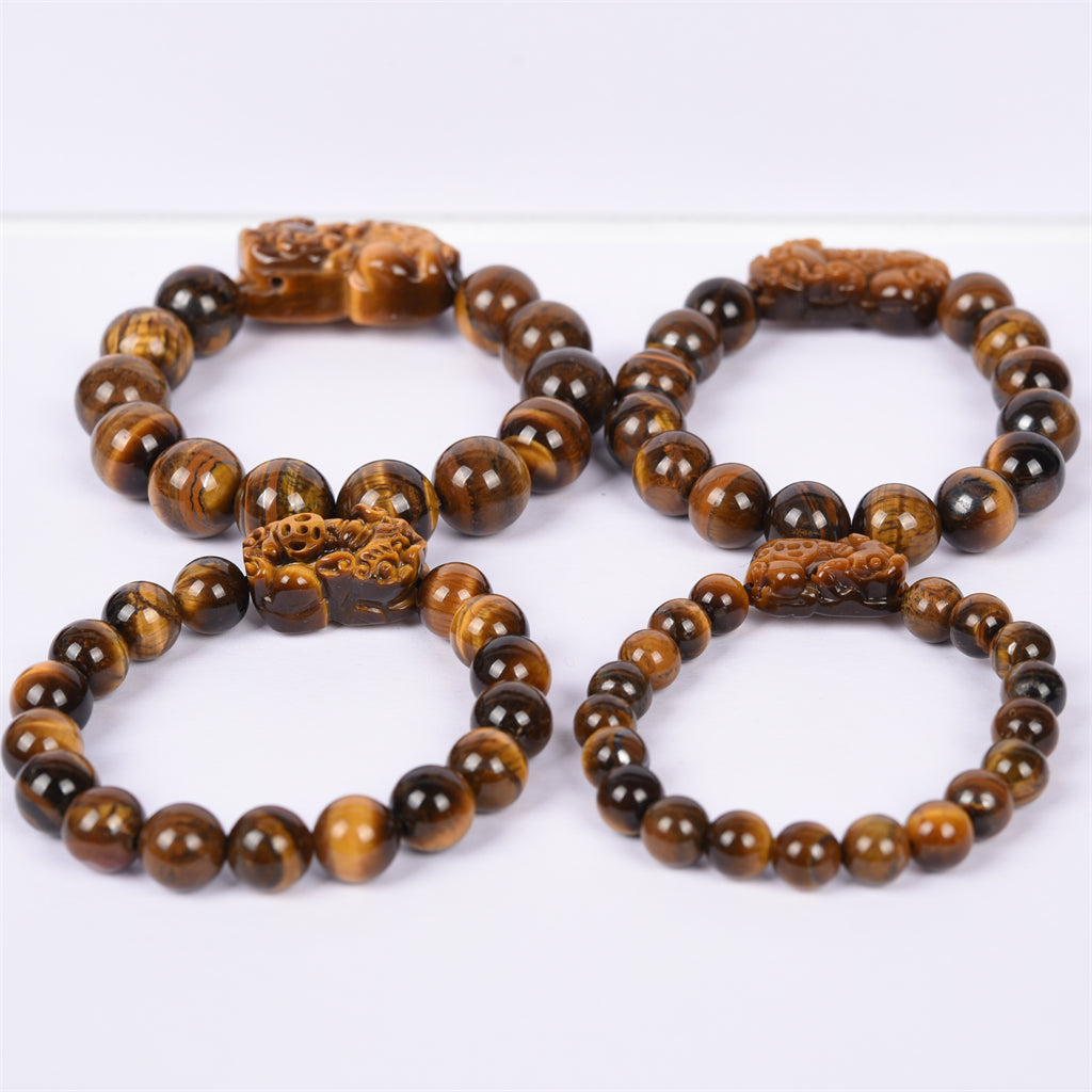 【Tigereye with pixiu carving Bracelet 】Recruit wealth and ward off evil spirits