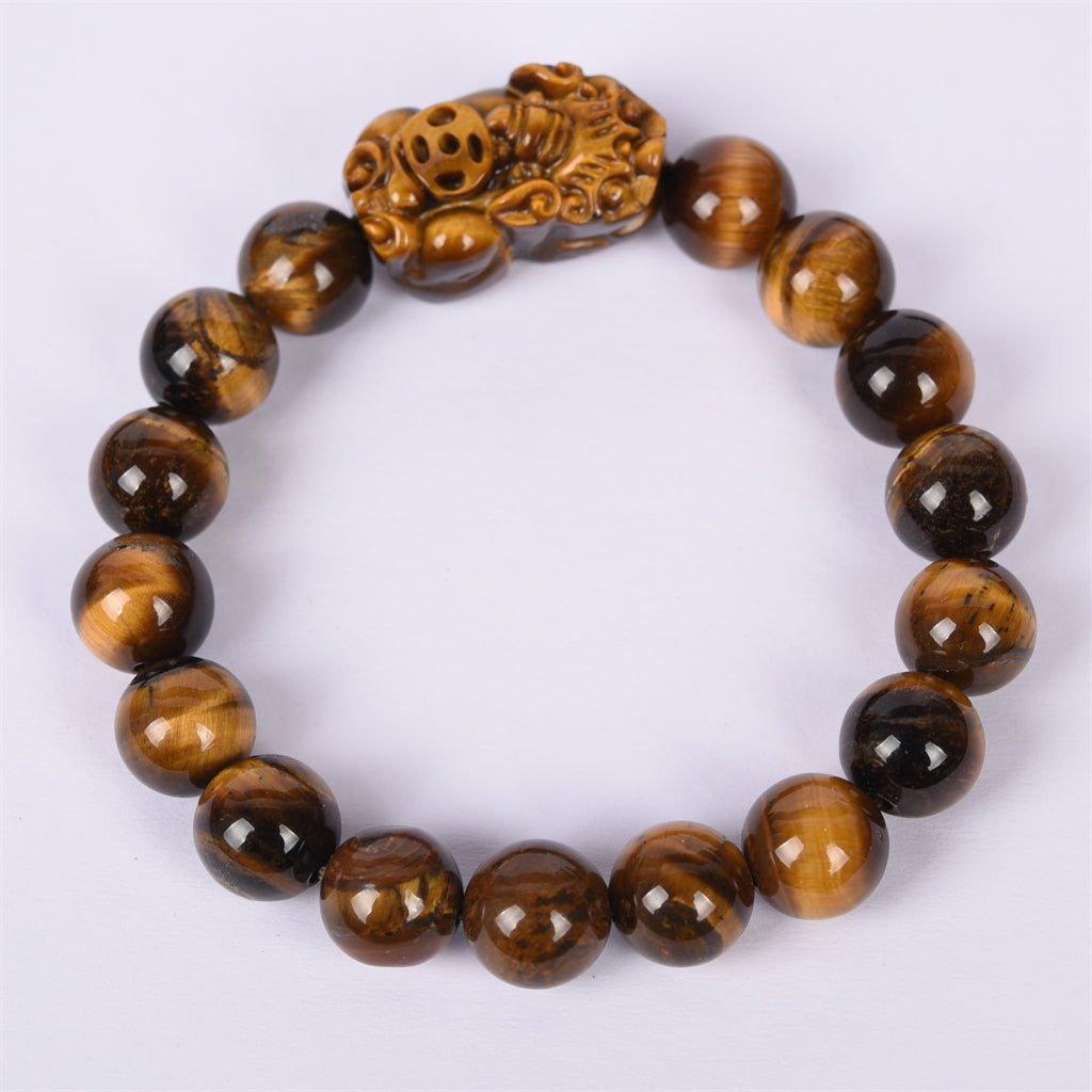 【Tigereye with pixiu carving Bracelet 】Recruit wealth and ward off evil spirits