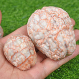 Red Vain agate human brain carving