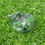 hand carved sleeping Cat High Quality Crystal Animal Folk Crafts quartz jade Sleeping Cat For Gifts