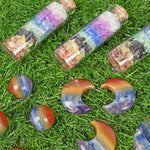 natural crystal 7 chakra sphere/heart/moon/worry stone/mushroom/star/chips bottle