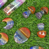 natural crystal 7 chakra sphere/heart/moon/worry stone/mushroom/star/chips bottle