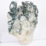 Moss agate with druzy dragon carving