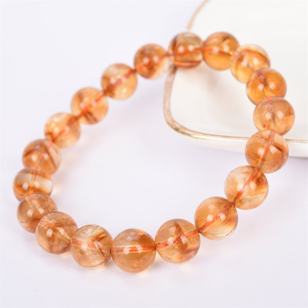 nature yellow color Round beads citrine bracelet