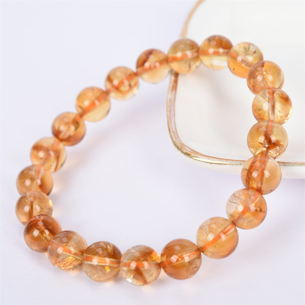 nature yellow color Round beads citrine bracelet
