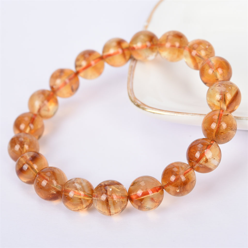 nature yellow color Round beads citrine bracelet