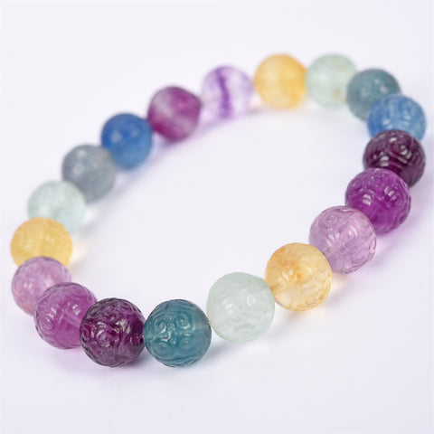 Rainbow Fluorite bracelet (carving beads)