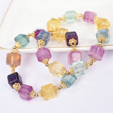 Rainbow Fluorite cube shape beads DIY bracelet