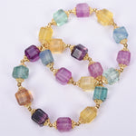 Rainbow Fluorite cube shape beads DIY bracelet