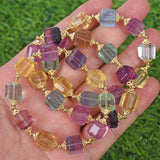 Rainbow Fluorite cube shape beads DIY bracelet