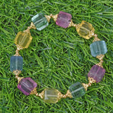 Rainbow Fluorite cube shape beads DIY bracelet