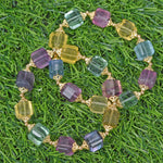 Rainbow Fluorite cube shape beads DIY bracelet