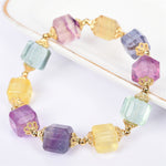 Rainbow Fluorite cube shape beads DIY bracelet