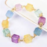 Rainbow Fluorite cube shape beads DIY bracelet