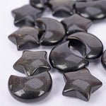 Gold/silver obsidian moon and star carving