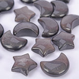 Gold/silver obsidian moon and star carving