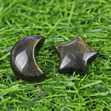 Gold/silver obsidian moon and star carving