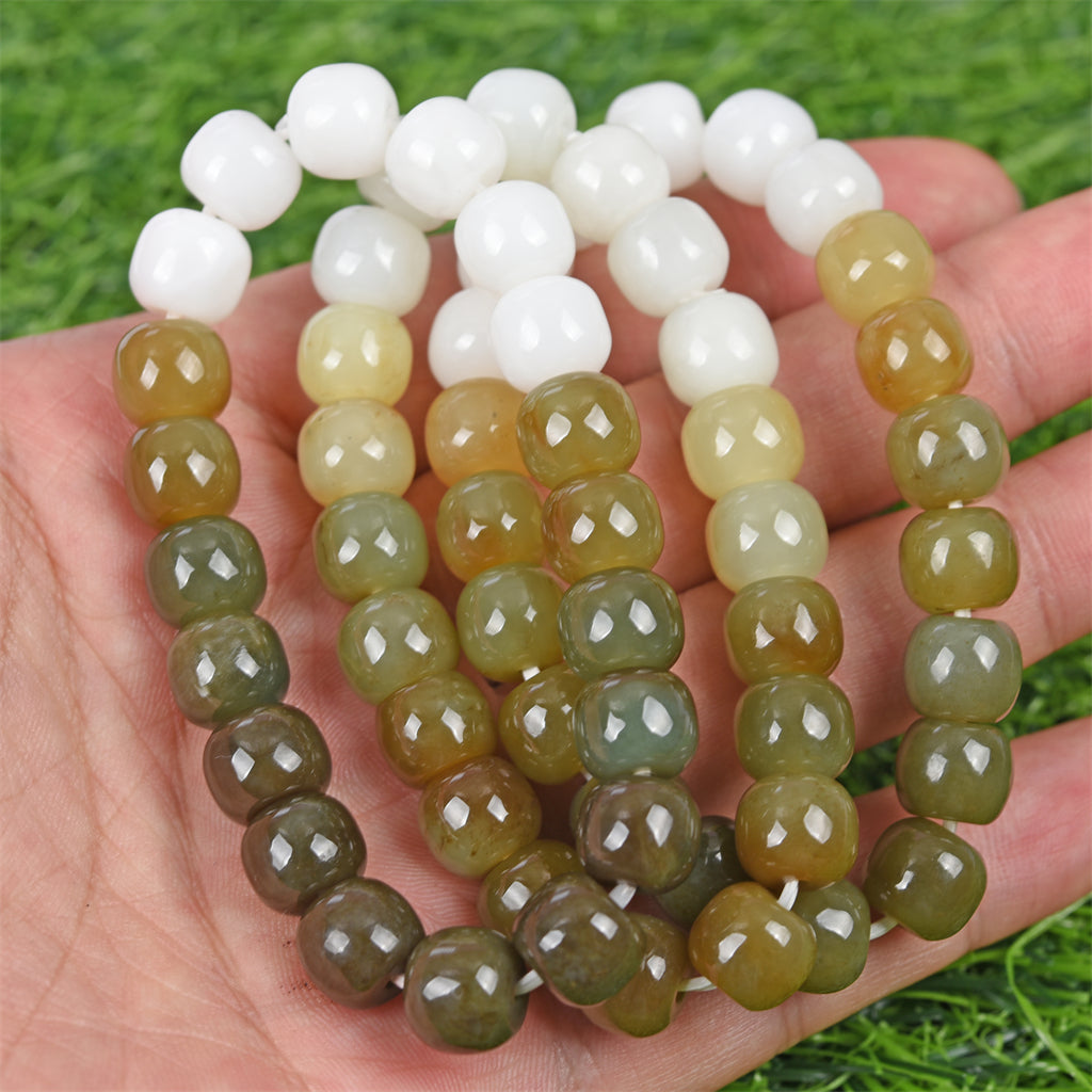 rainbow HeTian jade drum beads brecelet