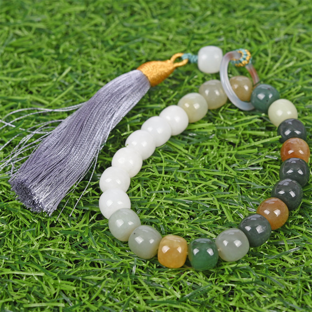 Memfarita kvasta ĉielarka hetiana jada tamburperloj breĉeto 