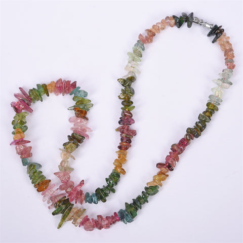 Rainbow tourmaline chips necklace