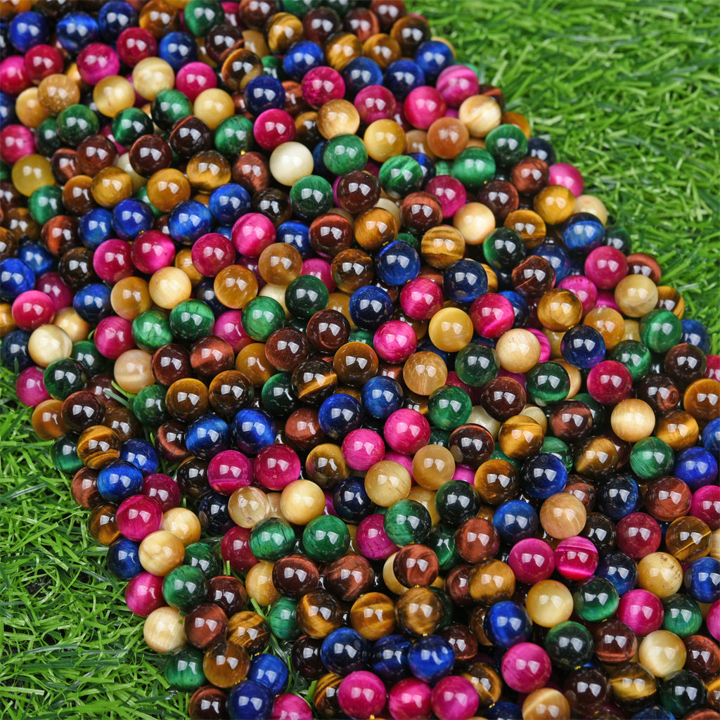 【Loose beads--Aura Rainbow mixed Tiger Eye】-7 color