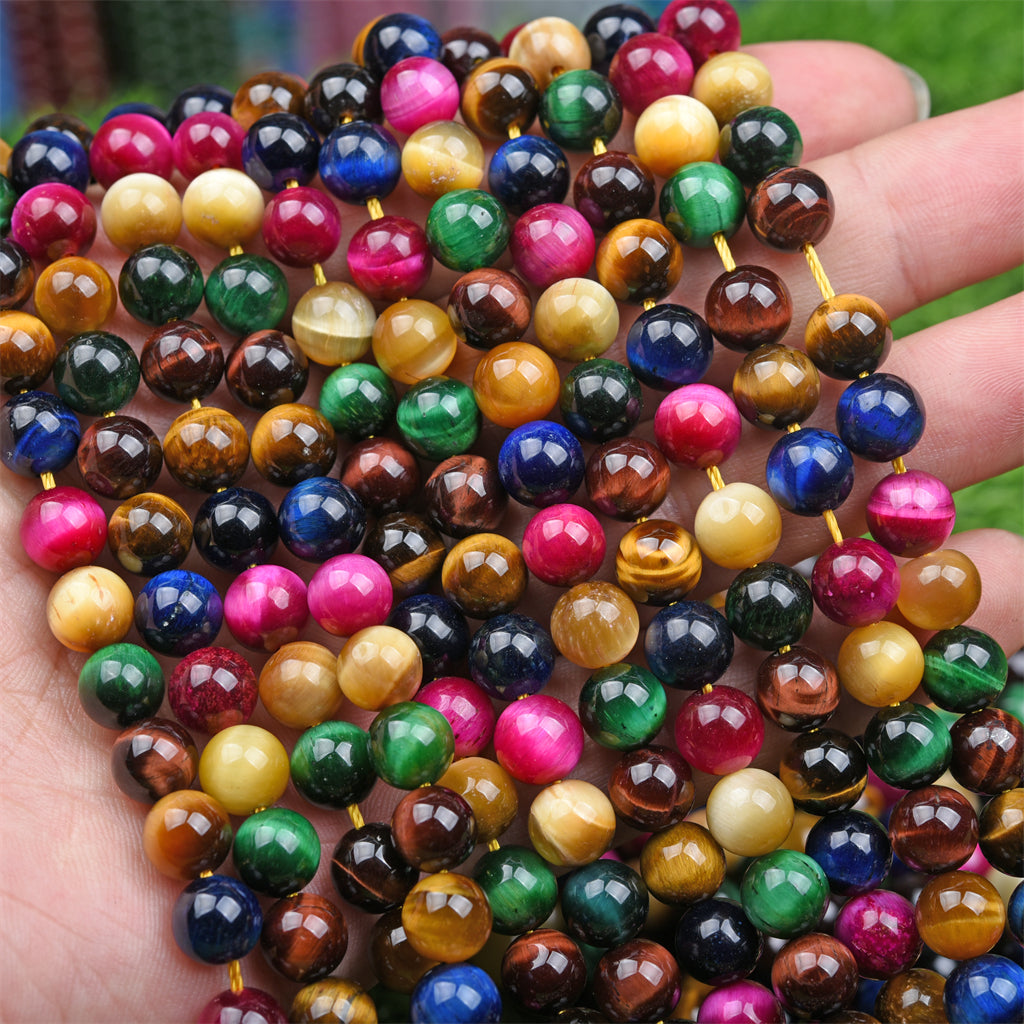 【Loose beads--Aura Rainbow mixed Tiger Eye】-7 color