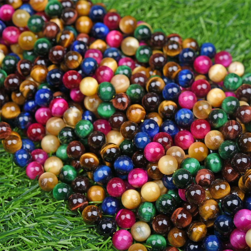 【Loose beads--Aura Rainbow mixed Tiger Eye】-7 color