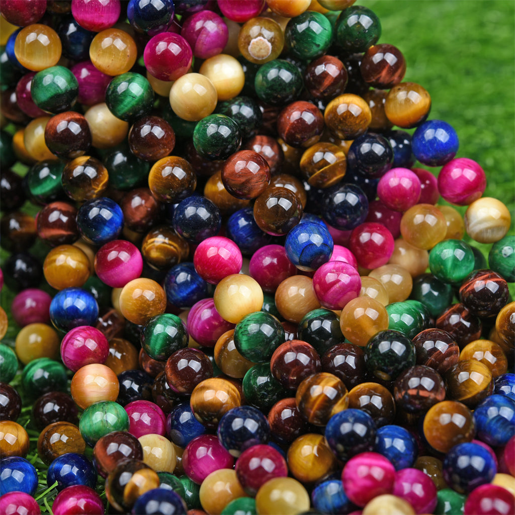 【Loose beads--Aura Rainbow mixed Tiger Eye】-7 color