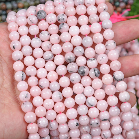 【Loose beads--Pink dendritic agate】
