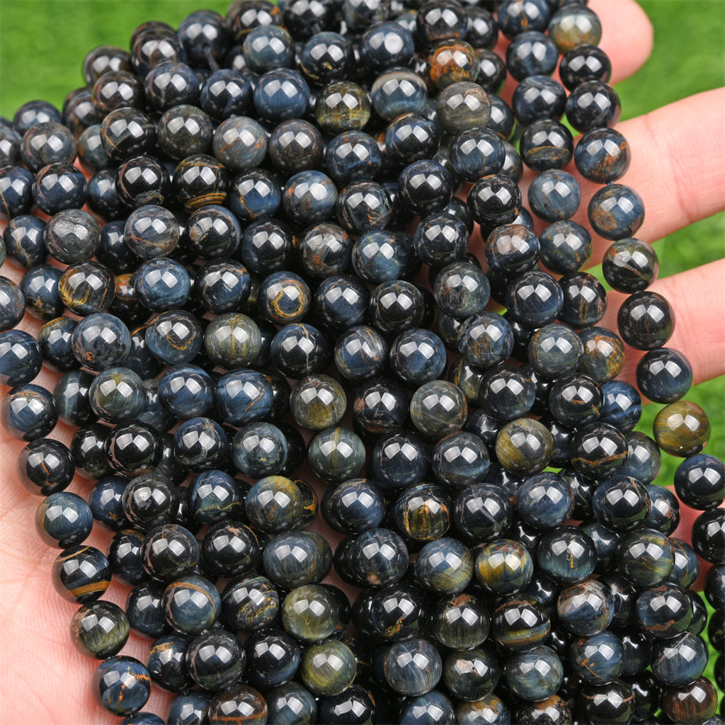 【Loose beads--Blue Tiger Eye Grade AB】