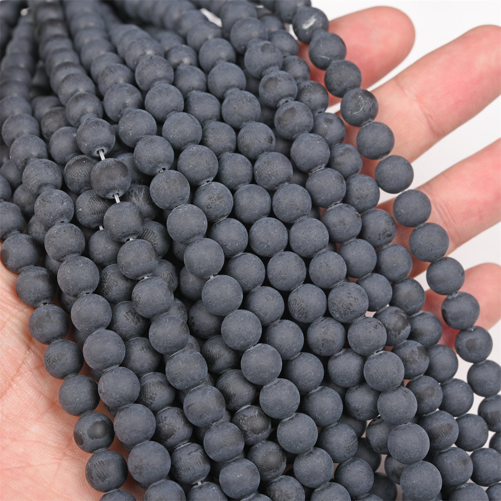 【Loose beads--Matte Black Agate】