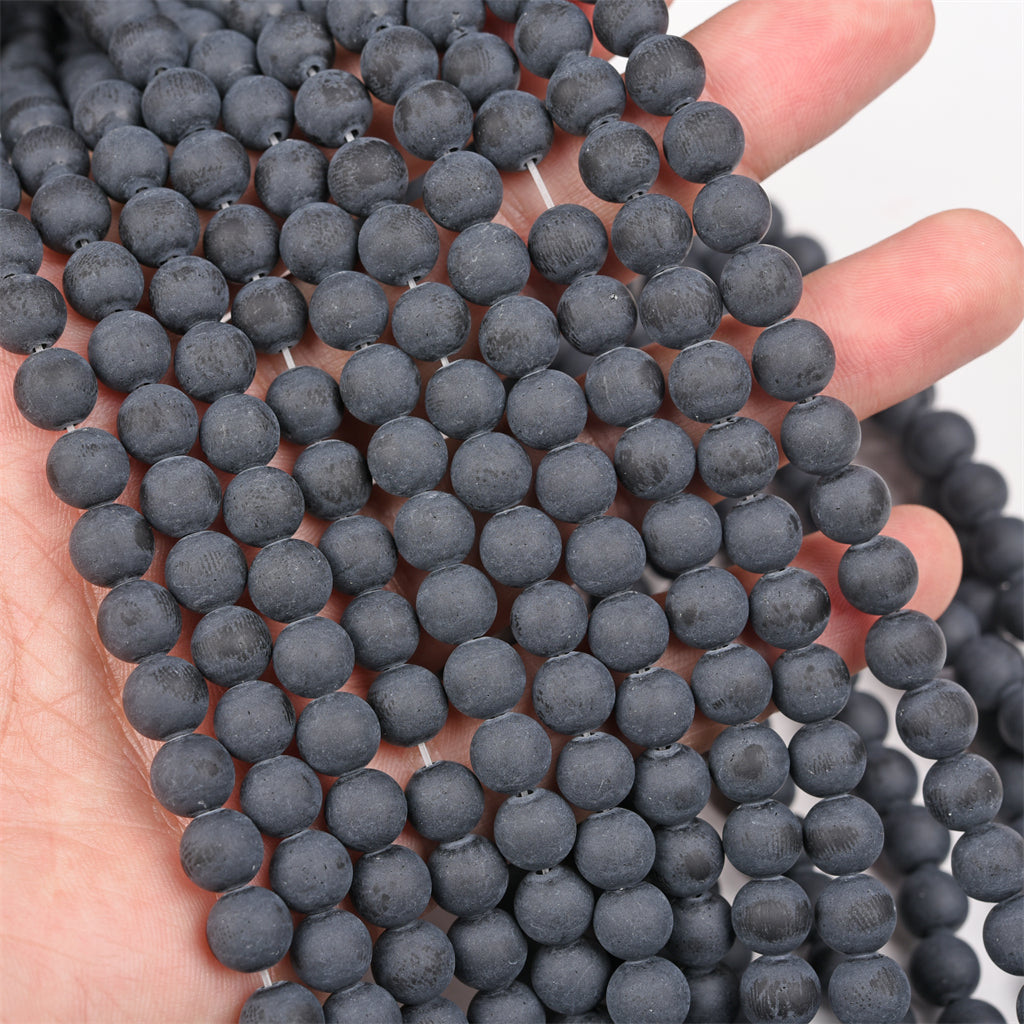 【Loose beads--Matte Black Agate】