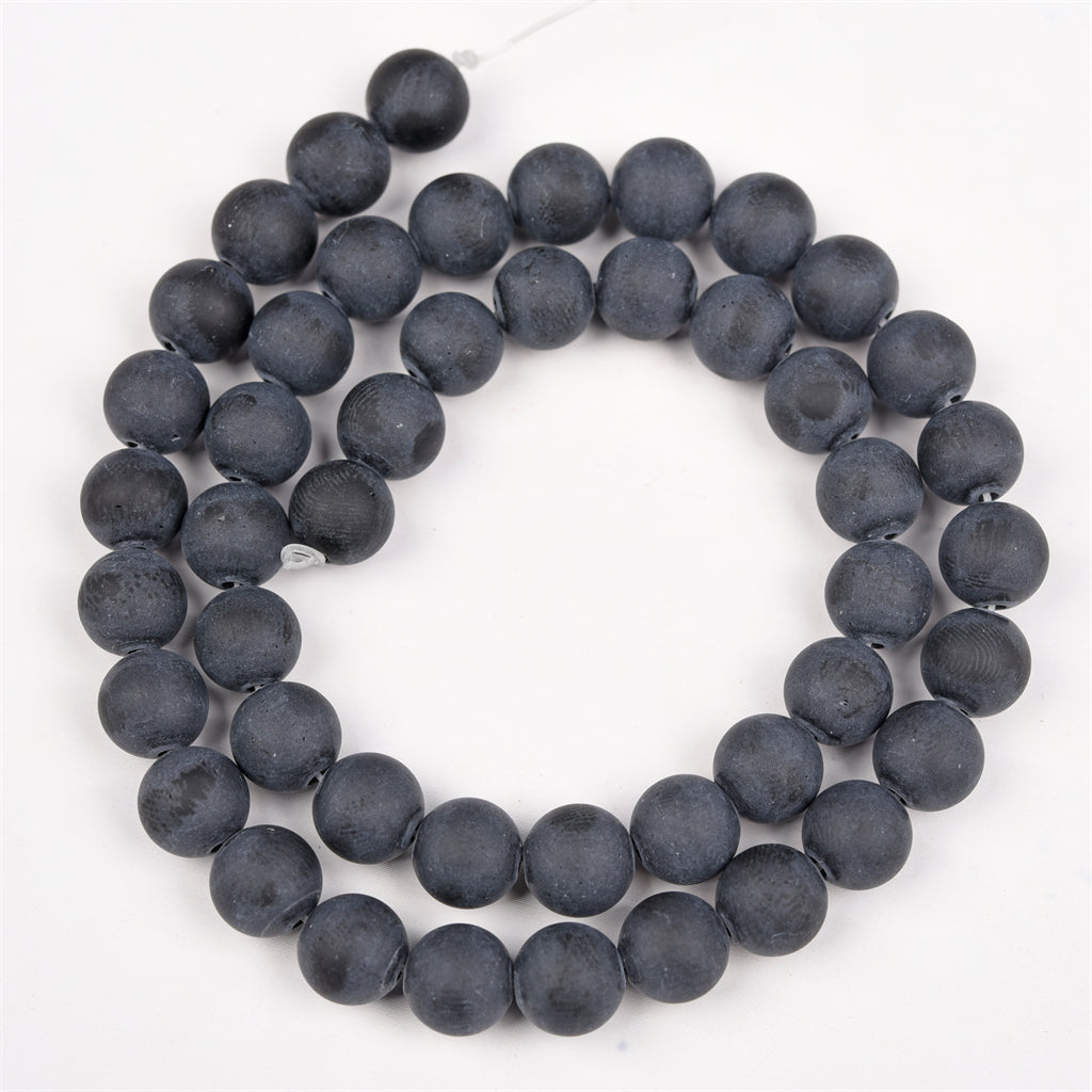 【Loose beads--Matte Black Agate】