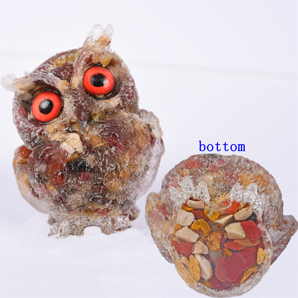 【Orgenite chips owl】Popular customers customize natural crystal ships material owls