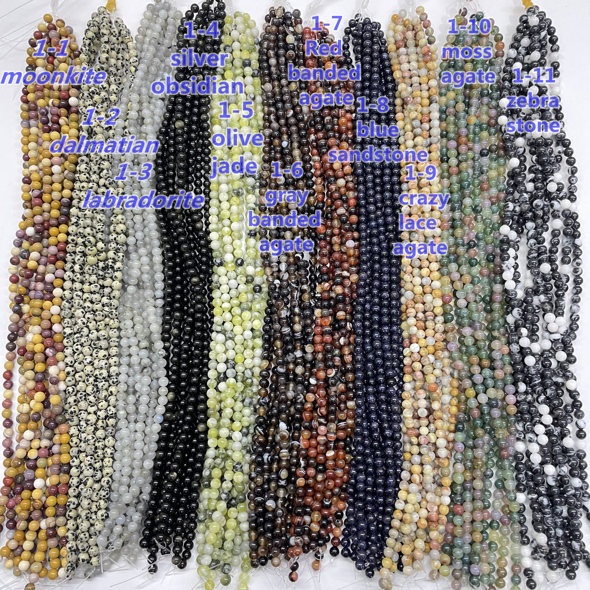 【6mm beads strands】 for jewelry making natural quartz gemstones（41 kinds，$3 each）